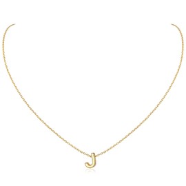 18K Gold Plated Sterling Silver Initial Necklace Letter Necklaces Delicate Dainty Small Pendant Necklace Silver Choker Necklace for Women J Initial