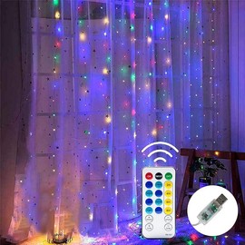 Curtain String Lights 300 LED 98ft Warm White Fairy Lights 8 Modes Waterproof for Bedroom Christmas Party Wedding Home Garden Wall Decor:_Multicolor