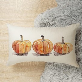 GTEXT 20x12 inch Farmhouse Pillow Covers Fall Pumpkins Pillow Cover Long Cushion Cover Farm Decorative Couch Pillow Cases Cotton Linen Pillow Country Style