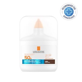 La Roche-Posay Anthelios UV AIR SPF 50+, Serum Protector Solar Tono Obscuro Natural de 50 ml con Ácido Hialurónico, Niacinamida y Vitamina E. Textura 
