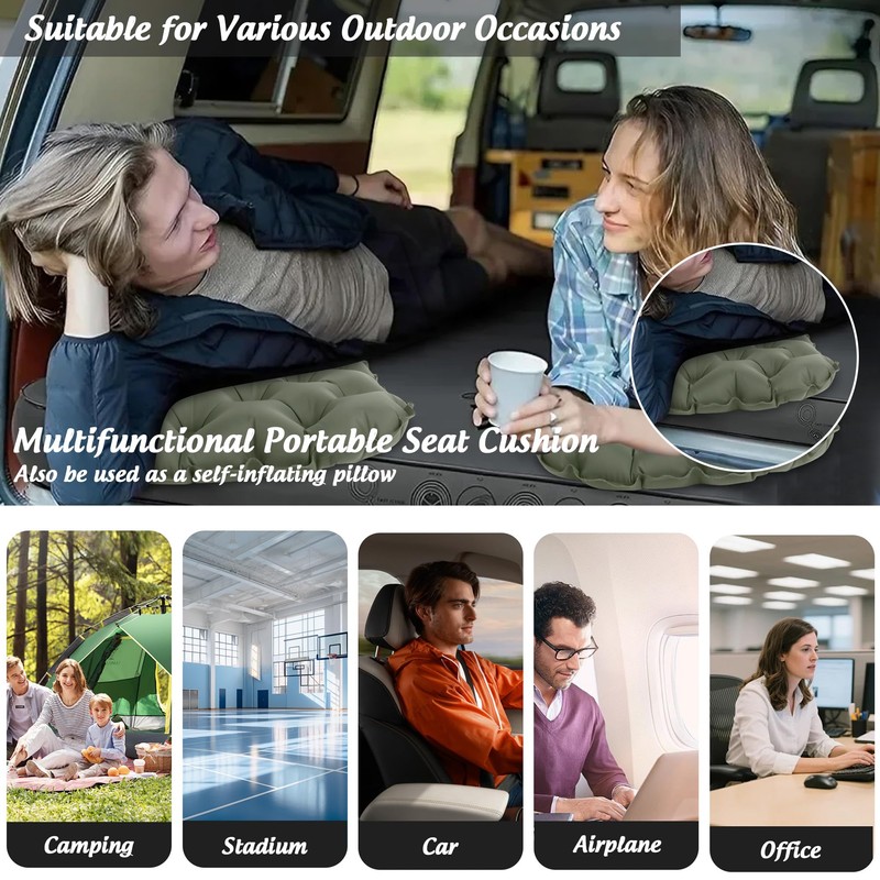 Wsetyy Portable Inflatable Seat Cushion with storage bag, Air Travel