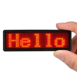 LED Name Tag, Rechargeable Wireless Bluetooth LED Name Badge Reuseable Price Tag 44x11 Pixels Digital Sign Temperature Display for Restaurant Shop Exhibition Nightclub Hotel