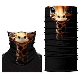 ShopINess Neck Gaiter, Neck Gaiter, Tubular Neck Warmer, Unisex Children's Animal Pattern, Scarf for Bike, Sports, Carnival, Theme Parties, giraffe