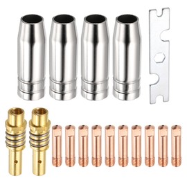 HARFINGTON 17pcs MIG Welding Gun Kit 0.024" Contact Tip Nozzle Diffuser MIG Welder Replacement Accessory with Connecting Holder and Wrench for MB15 15AK Welding Torch