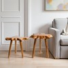 JOLLYMER Natural Teak Wood Live Edge Side Table with Wood