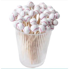 AILEXI Cocktail Sticks 100 Counts Wooden Toothpicks Party Accessories Frill Finger Food Fruit Sandwich Nibbles - Baseball