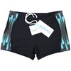 Aquarti Men's Swimming Trunks Short Sporty Stripes, black/blue