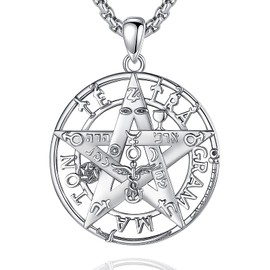 CELESTIA Tetragrammaton Necklace Amuleto de Proteccion for Mens Pentagram Pentacle Amulate Talisman Wiccan Jewelry Witchy Gifts for Women Pegan