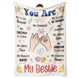 Best Friend Blanket Gifts for Women, Best Friend Birthday Gifts, Gifts for Best Friend Women, Bestie Gifts for Women, Friendship Gifts for Female on Valentines Mothers Day, Bestie Blanket 60" x 50"