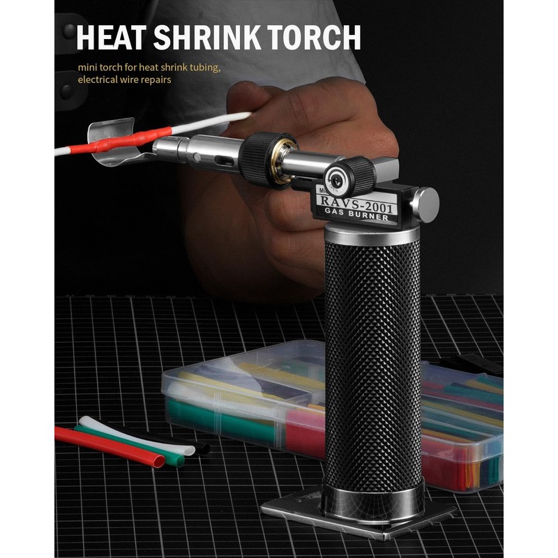 RAVS 15-piece Butane Torch Kit with 140 pcs Heat Shrink