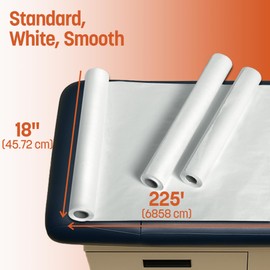 Caring Standard Medical Exam Table Paper, Smooth Finish, 21" x 225', Crepe, Pack of 12, Ideal for Doctor Offices, Crafts, Spas, Tattoo Parlors, and more, Hygienic Disposable Surface Protection