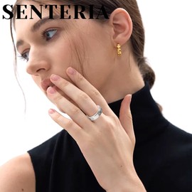 Senteria Anti-Anxiety Ring Women's Stainless Steel Fidget Ring for Anti-Stress Spinner Anti-Stress Rings with CZ, Non-precious metal, No Gemstone