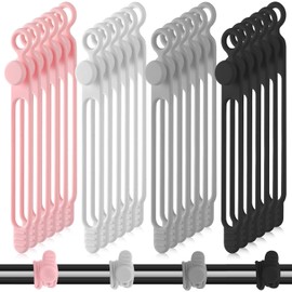 Nuanchu - 40 bridas de silicona reutilizables, correas ajustables, organizador de cables de carga multiusos, para sujetar cables de carga (4.17 pulgadas, negro, blanco, gris, rosa)