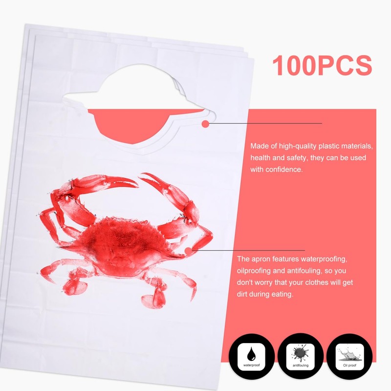 iplusmile Pack of 100 Disposable Apron Lobster Bibs in Restaurant