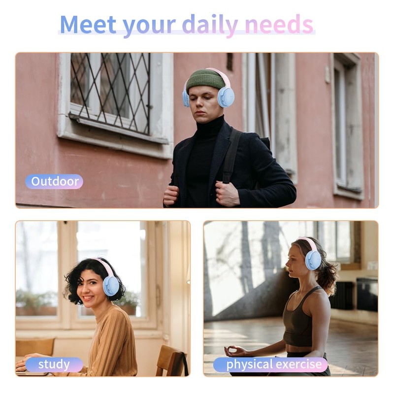 SLuB Wireless Headphones Over Ear, Foldable Bluetooth Headset, HD Stereo