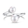 LUCKMORA Pearl Ring for Women Sterling Silver Rings 925 Adjustable