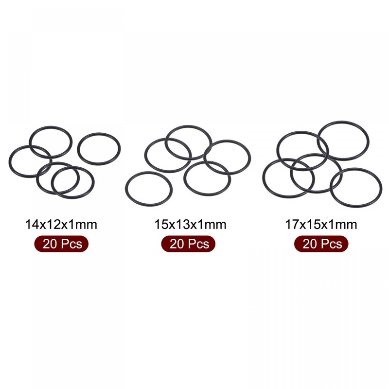 sourcing map Nitrile Rubber O-Rings 14mm 15mm 17mm OD 12mm
