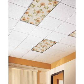 TOUBE 1 Pack Fluorescent Light Covers Orange Floral Daisy Spring Retro Countryside Magnetic Light Cover Fluorescent Light Shade Panel Ceiling Magnetic Light Filters for Home Drop Ceiling, 4 x 2 Feet