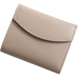 Mieno Men's Women's 3-fold Genuine Leather Compact Wallet, beige (taupe)
