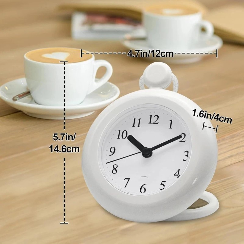 CENTOLLA Bathroom Clock, Waterproof Clock for Shower, Battery Operated (White)