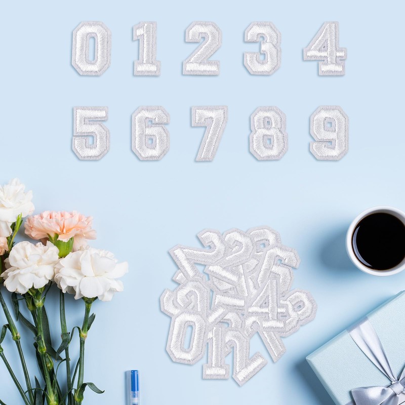 50pcs Iron on Number Patches 0-9 1 Inch Embroidered Patches