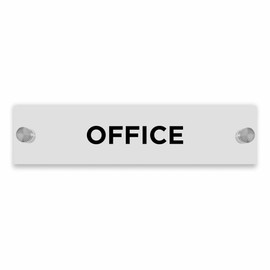 OptiV Clear Acrylic Office Sign by ViroDisplay® – Customisable 250 x 60mm Sign – 5mm Clear Acrylic with Silver Satin Standoff Fixings for Modern Professional Spaces