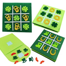 St Patricks Day Gifts 12 Pcs Clover Tic Tac Toe Board Game for St Patricks Party Favors Bulk St Patricks Day Party Decor Supplies