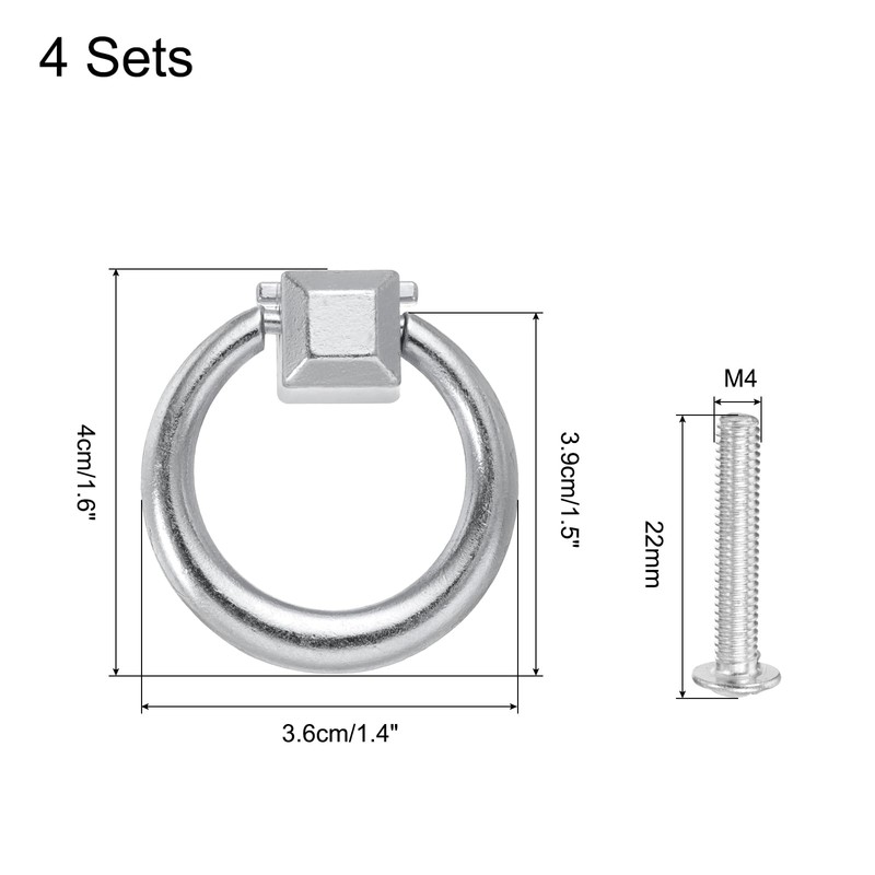 sourcing map 4 Sets Modern Drawer Pull Handles Drop Ring