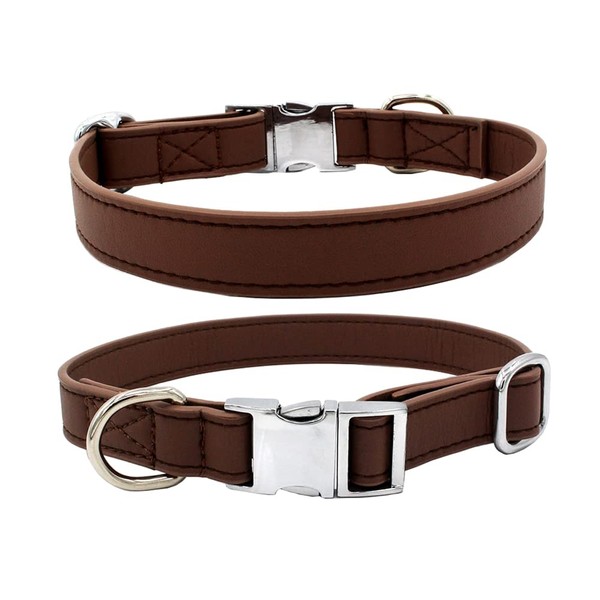 JiangYanus Leather Dog Collar with Quick Release Metal Buckle, Adjustable