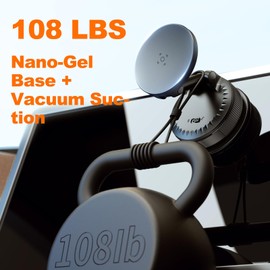 SINGEAR Anti-high Temp Car Phone Holder for Magsafe [108 LBS Nano-Gel Base + Vacuum Suction & 3600gf Magnetic] 360°Adjustable Mount, Phone Holders for Your Car，iPhone Android, Dash Windshield