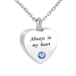 Cool Jewelry Urn Necklace for Ashes Cremation Memoria 12 Colors Birthstone Stainless Steel Jewelryl -Always in My Heart -