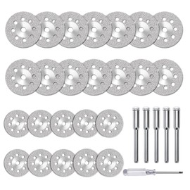 25 Stück LAINIKE Diamant Trennscheiben 22mm Mini Gelochte Trennscheiben Diamant Schneidscheiben Diamantscheibe mit 5 Stück 3 mm Dorn für Rotationswerkzeug Zubehör, Fliese, Glas, Stein, Holz