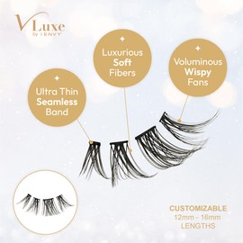 VLuxe Faux Mink Lash Cluster Mini Extended, 14 10-14mm Seamless DIY Lash Extensions, Lightweight Ultra Comfort False Eyelashes with Thin Microband for Natural Blending, Refill for Mini Lash Palette
