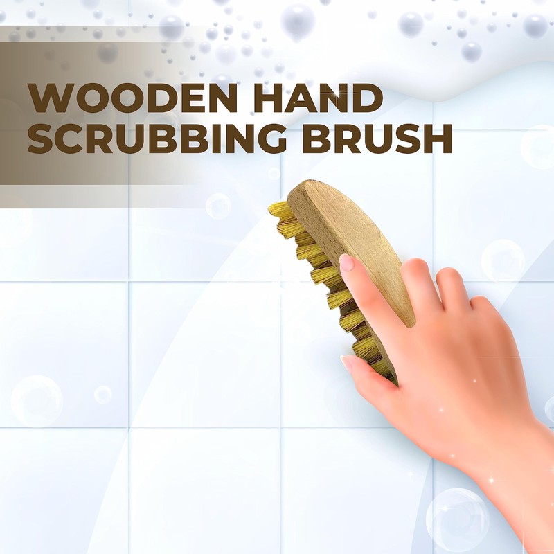 HOMESHOPA Wooden Scrubbing Brush, 1 Pack Heavy Duty Hand Brush
