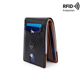 Billetera Hombre,Billetera De Cuero Bolsillo Frontal Cartilla De Hombre, Billetera + Bolsillo De Moneda,Negocios, Moderno,Cartera (Negro)