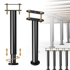 4Pcs Metal Adjustable Height Center Support Leg for Bed Frame, Bed Support Legs for Wood Slats, Under Bed Frame Support Legs Replacement, Bed Reinforcement Kit for Wooden Frame, Height 10" to 16.5"