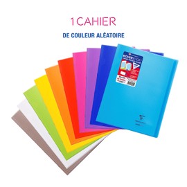 Clairefontaine 984601C Exercise Book / Exercise Book DIN A4+ 24 x 32 cm 24 Sheets 90 g Squared with Margin Transparent Polypropylene Cover Robust Stapled Assorted Colours Pack of 1