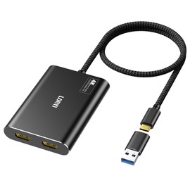 Loryi DisplayLink USB/USB-C to Dual HDMI Adapter 4K@60Hz HDMI Splitter for M1/M2/M3 Mac,Supports Extended Mode, Multiple Monitor Compatible with Windows,Mac OS Driver Required