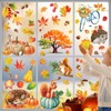 Fall Window Clings Stickers, 84Pcs Autumn Woodland Animals Maple Leaves