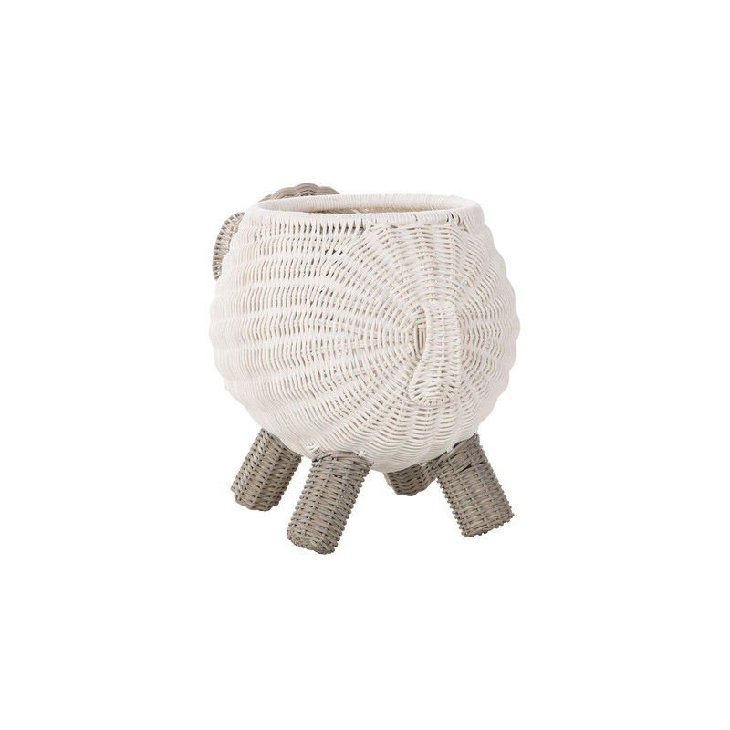 Rattan Sheep Kids Storage Basket, White & Gray
