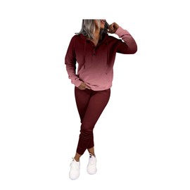 Nimsruc Two Piece Outfits For Women Jogging Suits Casual Sweatsuits Jogger Tracksuits Long Sleeve Hoodie Matching Sets Gradient RedA XL
