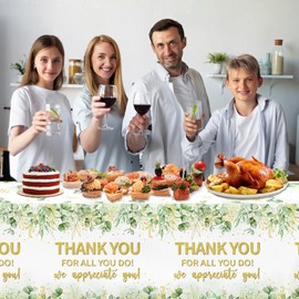 3Pack Sage Green Thank You Tablecloth - Eucalyptus Appreciation Decorations Thank You for All You Do Table Cloths Sage Green We Appreciate You Table Cover for Employee Volunteer Appreciation