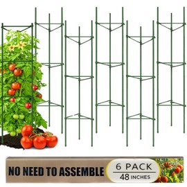 6 Pack Tomato Cage for Garden, 48 Inches Metal Garden Stakes, Plant Support Cages Trellis for Garden and Pots, Tomato Trellis for Potted Plants, Trellis for Climbing Plants Outdoor,Green