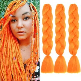 BALINGHAIR Braiding Hair Extensions Orange Braids Hair Hot Water Setting (A20-3Packs)
