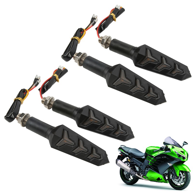 4Pcs Motorcycle LED Turn Signals Daytime Running Lights Blinker Front