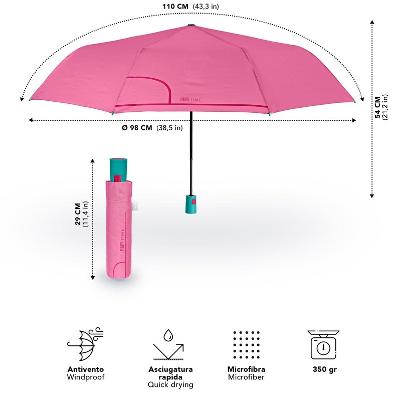 PERLETTI Multicoloured Automatic Umbrella for Women with Dots - Pocket