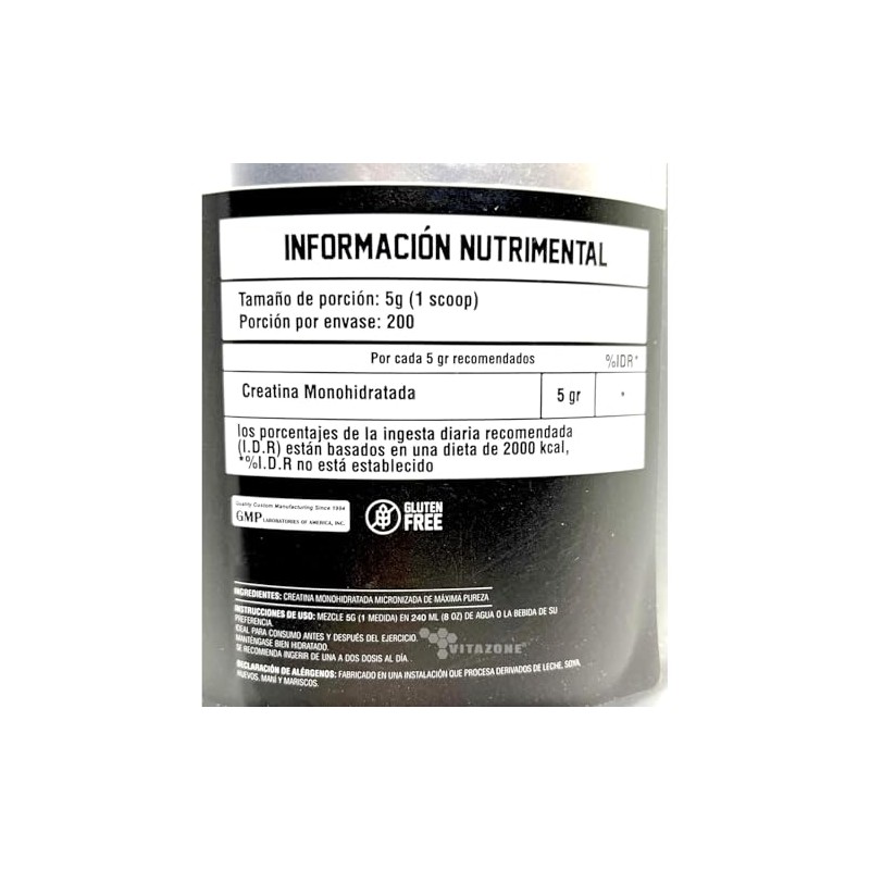 Creatina Monohidratada 1 kg BlackBear 200 servicios