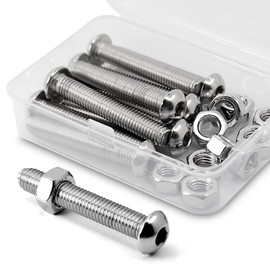 (10 sets) M8-1.25 x 40 mm Hex Socket Screws and Nuts Set 304 Stainless Steel 18-8 Round Head Screws