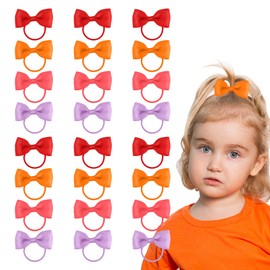 24 x 2 Inch Baby Hair Bobbles with Bows for Toddlers, Elastic Ponytail Holder, Small Hair Bobbles for Baby Girls, Toddlers, Hair Accessories
