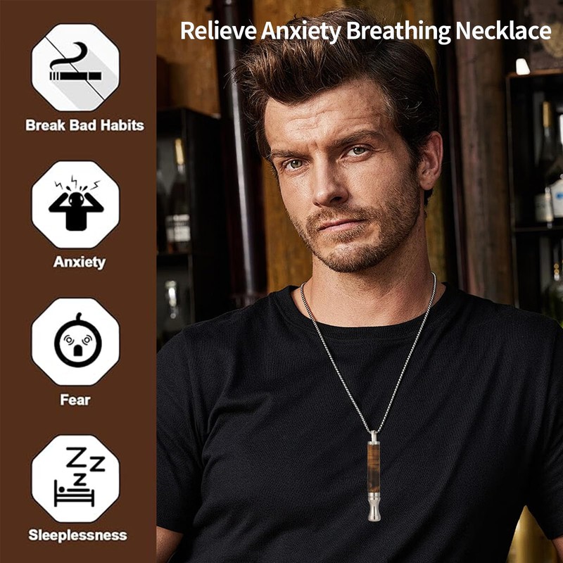 Breathing Necklace with Resistance, Flavoured Air Breathe Necklace Wooden Breathlace